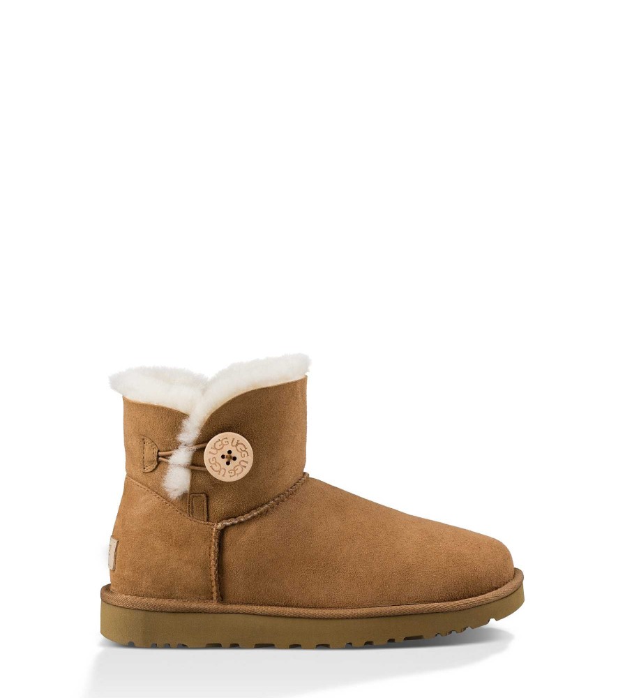 Kobieta UGG Botki klasyczne | Mini Bailey Button II, Ugg kasztan